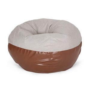 CAVINAS Indoor Bean Bag Chair, 5 Foot Two color Fabric and Faux Leather Rounded Bean Bag for Living Room Bedroom - 1 of 4