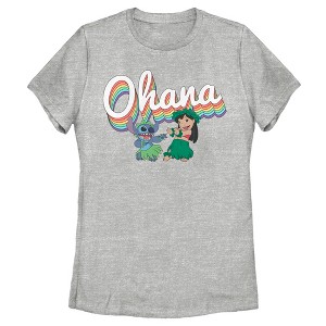 Women's Lilo & Stitch Rainbow Ohana Hula Dance T-Shirt - 1 of 4