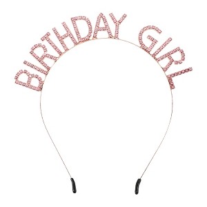 Unique Bargains Girl's Rhinestone Happy Birthday Tiara Headband 1 Pc - 1 of 4