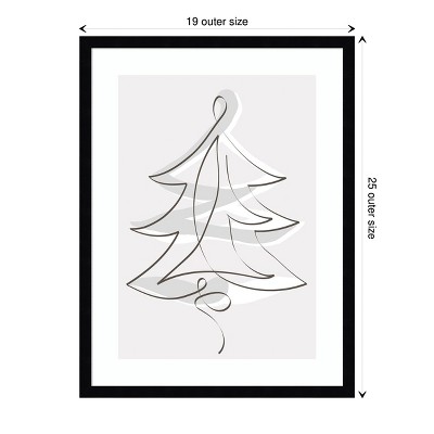 Merry Christmas Black and White Wood Framed Wall Art