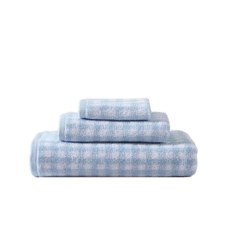 Laura Ashley Ginny 100% Cotton Terry- 3 Piece- Towel Set  Blue- 3 Pc Towel Set, 1 of 8