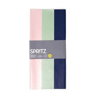 20ct Banded Tissue Gift Packaging Accessory Pink/Navy Blue/Green - Spritz™