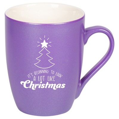 Elanze Designs It's Beginning To Look A Lot Like Christmas Passion Purple 10 ounce New Bone China Coffee Cup Mug