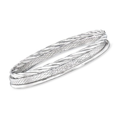 Ross-Simons Sterling Silver Jewelry Set: 3 Stackable Bangle Bracelets Size 7