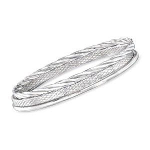 Ross-Simons Sterling Silver Jewelry Set: 3 Stackable Bangle Bracelets Size 7 - 1 of 3