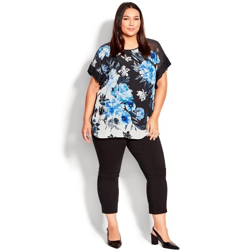 Avenue  Women's Plus Size Kaylie Hi Lo Top - Navy - 26w/28w : Target