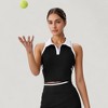 Anna-Kaci Active Women's Sleeveless Cropped Polo Top with Contrast Collar and Side Stripe Detail - 4 of 4