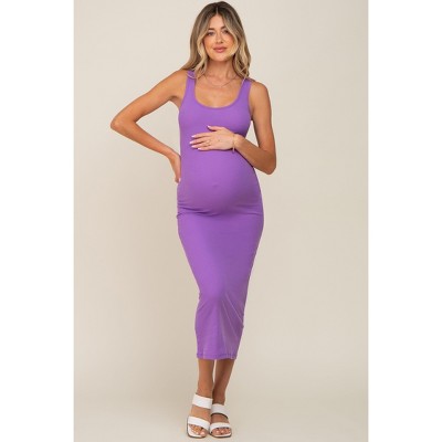 PinkBlush Lavender Ribbed Basic Maternity Maxi Dress