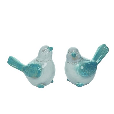 Transpac Large Ceramic White & Indigo Bird Set of 2 Spring Home Decorations