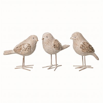 Transpac Resin Gray Christmas Elegant Standing Bird Figurines Set of 3