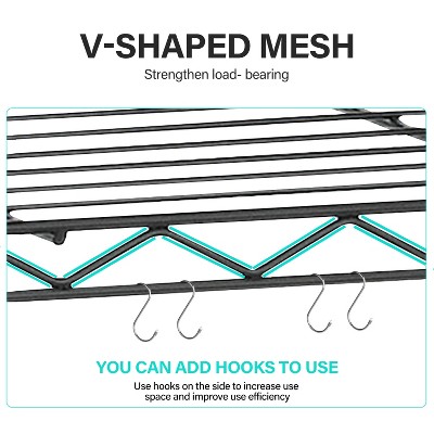 Black Adjustable 6-Shelf Industrial Steel Wire Rack