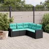 vidaXL 5 Piece Patio Sofa Set with Cushions Black and Blue - Without Table - 2 of 4