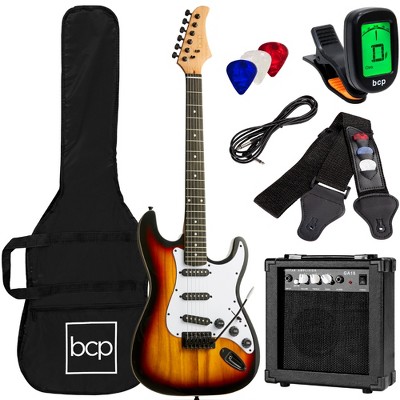 Best Choice Products 39in Full Size Beginner Electric Guitar Kit with Case, Strap, Amp, Whammy Bar