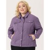 Agnes Orinda Women's Plus Size Button Front Chest Pockets Washed Casual Jean Jackets - 2 of 4