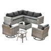 Marlton 9pc Wicker Outdoor Patio Furniture Set Conversation Sofa Sectional with Swivel Chairs and Cushions - 2 of 4