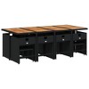 vidaXL Patio Dining Set - 13 Piece, Black Poly Rattan, Acacia Wood Tabletop, Cushions Included, Foldable Storage - 3 of 4