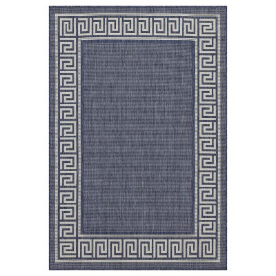 Outdoor Rugs for Living Rooms, Patios, Decks, Entryways, Camping, RV, Picnics, Three Sizes Available, Blue Threaded Pattern