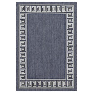 Outdoor Rugs for Living Rooms, Patios, Decks, Entryways, Camping, RV, Picnics, Three Sizes Available, Blue Threaded Pattern - 1 of 1