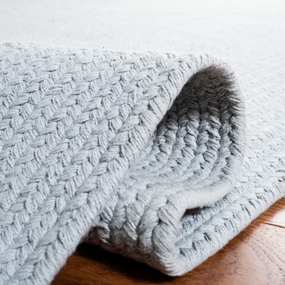 Light Blue 3' x 5' Handmade Reversible Cotton Braided Rug