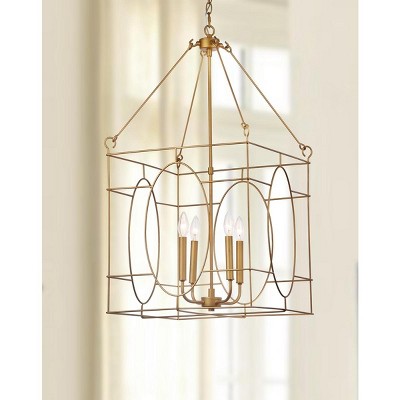 Margot Contemporary Gold Glass 18" Adjustable Pendant Light