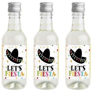 Big Dot of Happiness Let's Fiesta - Mini Wine and Champagne Bottle Label Stickers - Fiesta Favor Gift for Women and Men - Set of 16 - 1 of 4