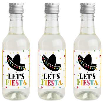 Big Dot of Happiness Let's Fiesta - Mini Wine and Champagne Bottle Label Stickers - Fiesta Favor Gift for Women and Men - Set of 16