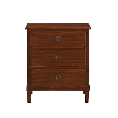 Cambridge Brown Acacia Veneer 3-Drawer Nightstand