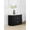 Gulches Modern Nightstand with Faux Marble Top, Fabric Upholstery & Two Storage Drawers, Oval Wooden Bedroom Furniture - 3 of 4