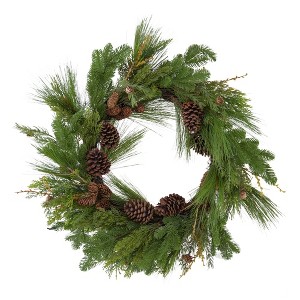 Whisen D24" Foliage/Cedar Christmas Wreath - 1 of 4