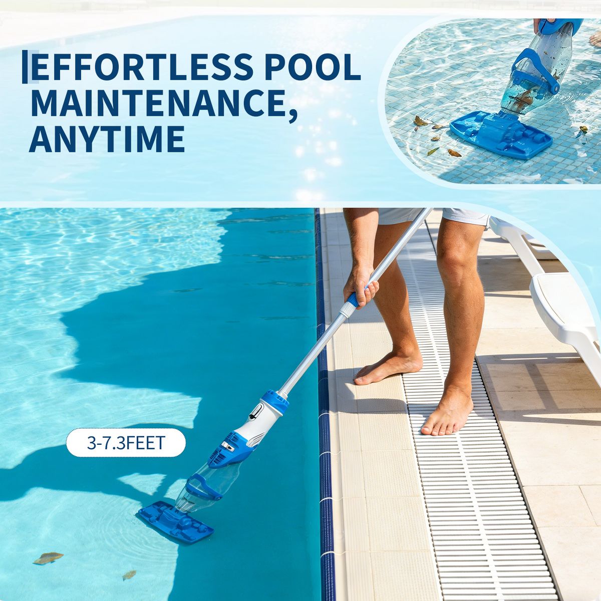 Handheld Pool Vacuum with Telescopic Pole, Swimming Pool Cleaner 19.8GPM Suction for Above Ground Inground Pools Spa Hot Tub, Dual-Filter System - thumbnail 4