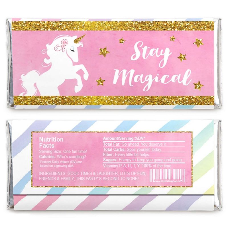Big Dot of Happiness Rainbow Unicorn - Candy Bar Wrapper Magical Unicorn Baby Shower or Birthday Party Favors - Set of 24, 2 of 5