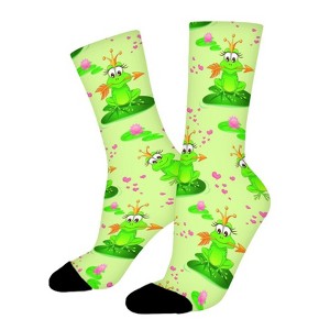 Cute Frog Women Printed Crew Socks Funny Funky Socks Soft Polyester Novelty Gifts for Artists Men - 1 of 1