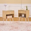VECELO Set of 2 Industrial Nightstand Mid-Century Side End Table/Bedside Table with Drawer - 3 of 4