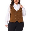 Agnes Orinda Women's Plus Size Double Breasted Retro Lapel Collar with Pockets Suit Vests - 2 of 4