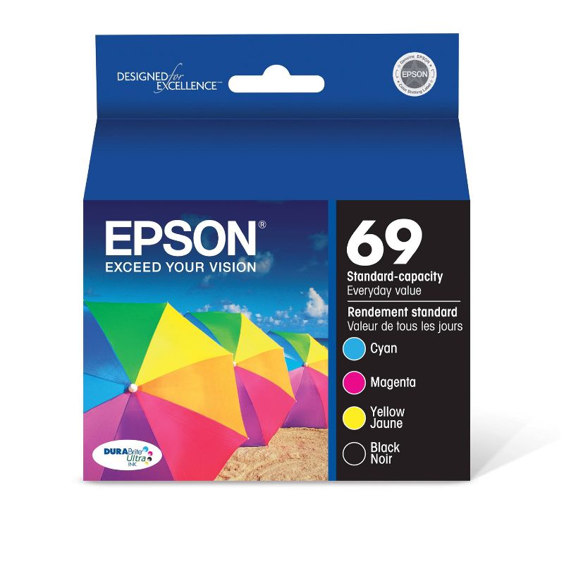 Epson 69 4pk Combo Ink Cartridges - Black/Cyan/Magenta/Yellow (T069120BCS), 1 of 9