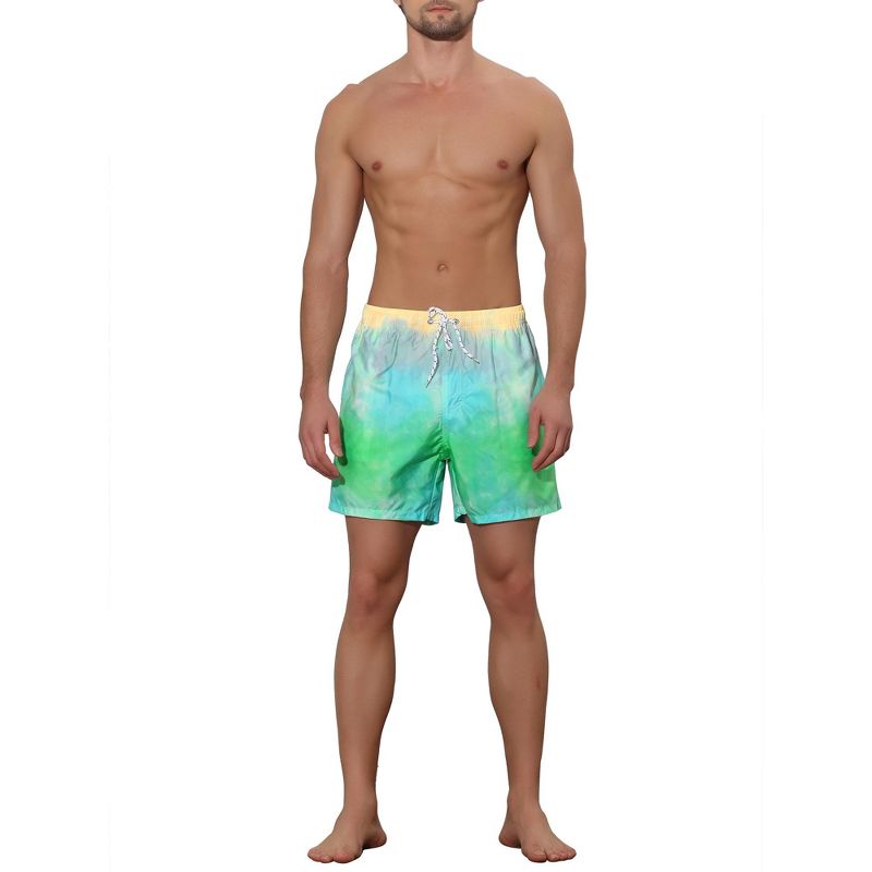Lars Amadeus Men's Tie-Dye Printed Elastic Waistband Vacation Swim Trunks, 2 of 6