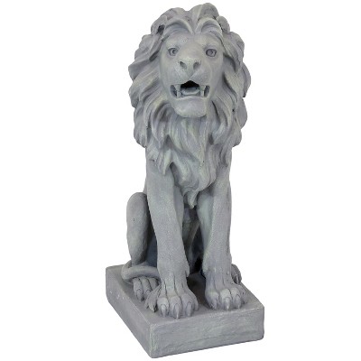 Sunnydaze Outdoor Concrete Noble Beast Sitting Lion Patio Lawn and Garden Decorative Sculpture - 30"