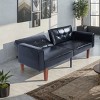 DOMETOUR Modern Sofa for Living Room Bedroom, PU Leather Backrest Can Be Flattened Convertible Sofa Bed - 2 of 4