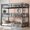 TopComfy Beds Twin XL over Bunk Bed Metal Triple Bunk Bed with Safety Guardrails Bunk Bed Bedroom Furniture for Bedroom, Black, 41.7"*78.4"*115.08" - 2 of 4