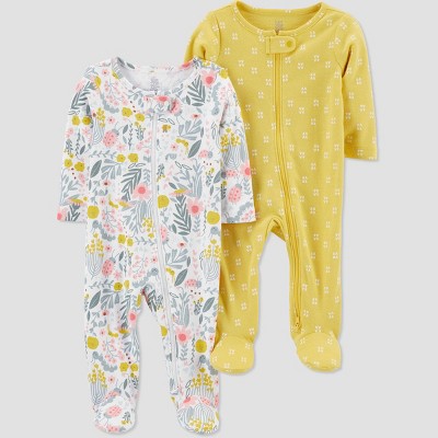 Baby Girls' 2pk Floral Sleep N' Play - Just One You® made by carter's Yellow 3M