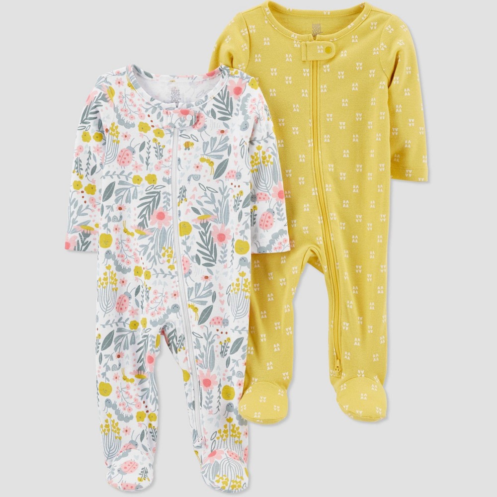 Baby Girls' 2pk Floral Sleep N' Play - Just One You made by carter's Yellow Newborn