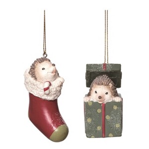 Transpac Resin Holiday Hedgehog Ornament Set of 2 Christmas Home Decorations - 1 of 1