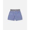 Deux par Deux Girl Seersucker Short Blue and White Striped - 3 of 4