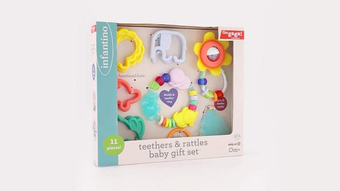 Infantino Go gaga! Teethers &#38; Rattle Baby Gift Set, 2 of 9, play video