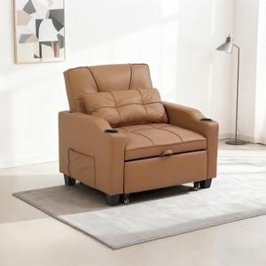 3-in-1 Convertible Sofa Bed Chair£¬Pull-Out Sleeper with Adjustable Backrest, USB Charging Port, Cup Holders & Side Pockets, for Living Room Bedroom - 1 of 4