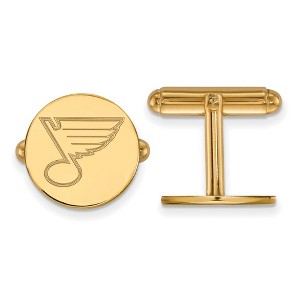 Black Bow Jewelry 14k Yellow Gold St. Louis Blues NHL Cuff Links - 1 of 3