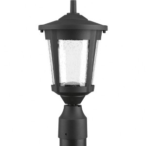 Progress Lighting East Haven 1-Light LED Outdoor Post Lantern in Black with Seeded Glass Shade - 1 of 2