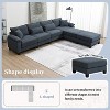 VYNXARIA Corduroy Modular Sectional Sofa,U Shaped Couch with Armrest Bags,6 Seat Freely Combinable Sofa Bed,Gray - 2 of 4