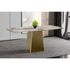 LeisureMod Quinix Modern Rectangular Dining Table for 4 to 8 People with Glass/Sintered Stone Top and Gold Stainless Steel Base - 2 of 4