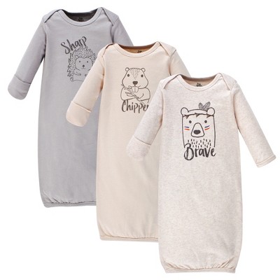 Yoga Sprout Baby Cotton Long-Sleeve Gowns 3pk, Wild, 0-6 Months